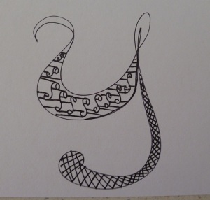 The letter Y decorated with Zentangles