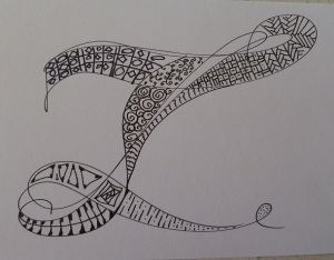 The letter Z decorated with Zentangles